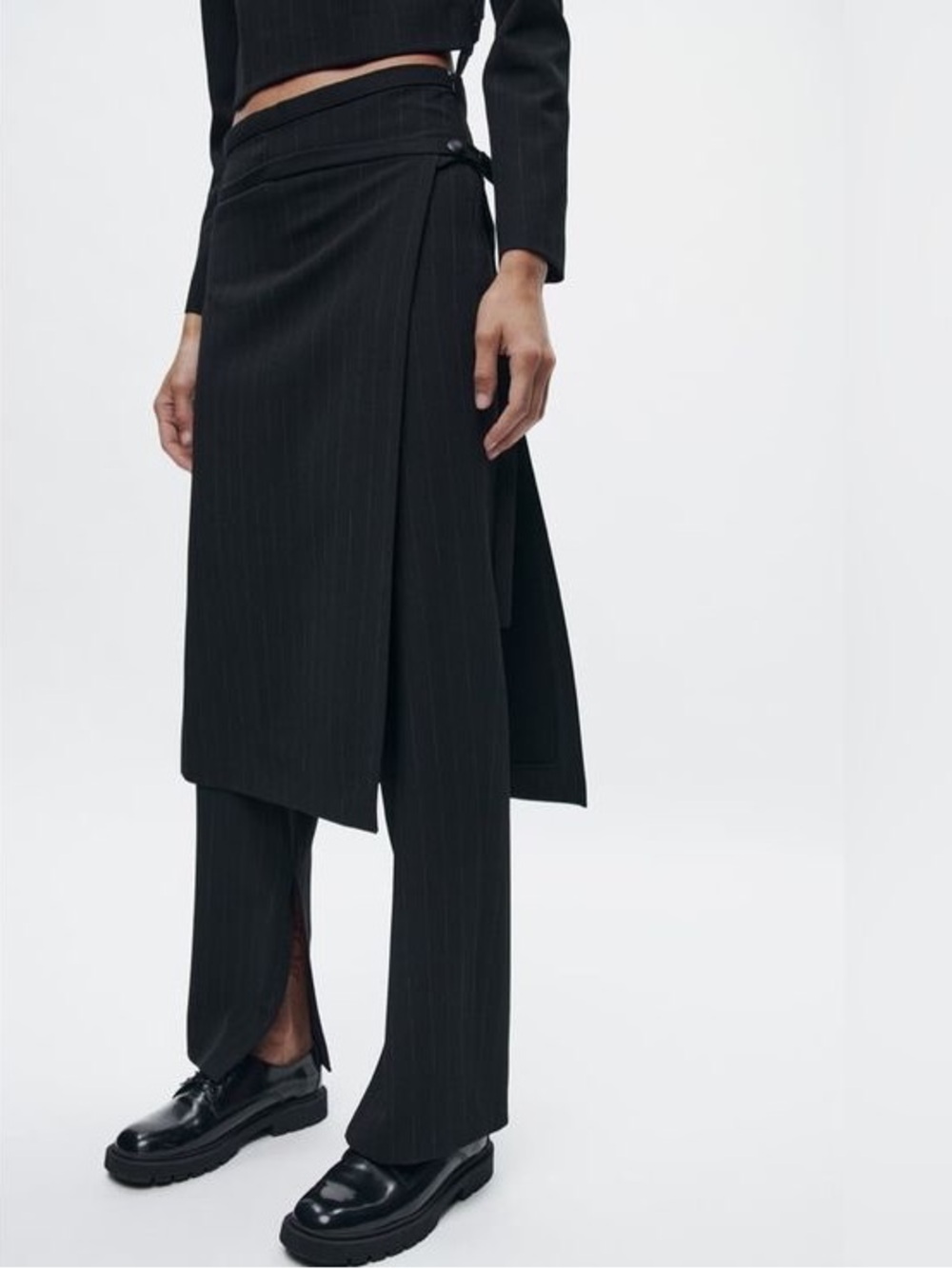 Zara Pinstripe Wrap Skirt